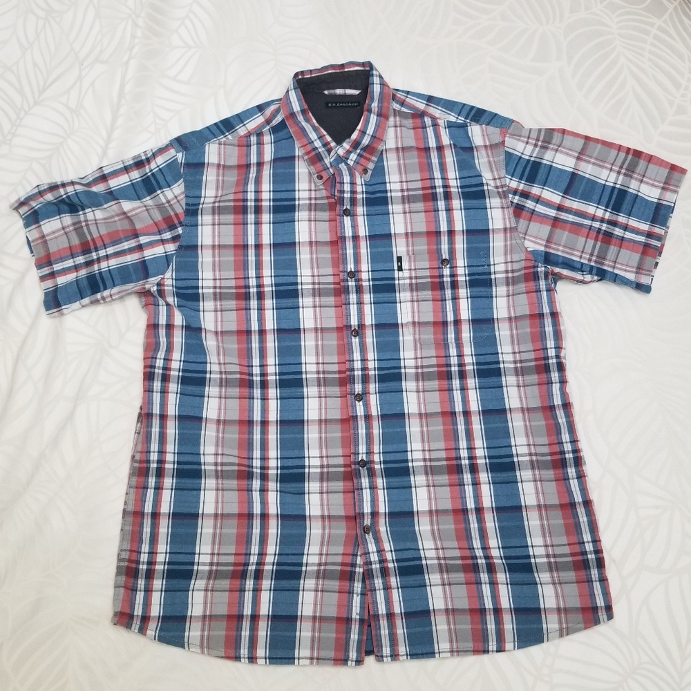 G.H Bass & Co. Mens Size XL Button down Shirt Blue, red and grey.